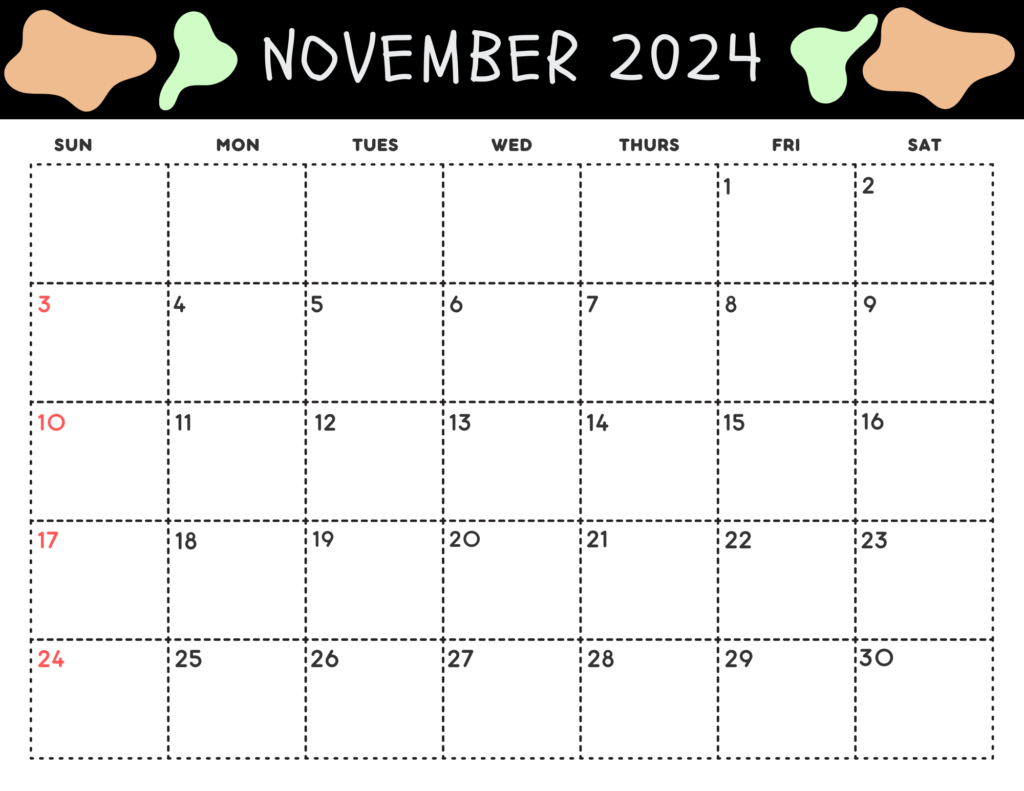 Abstract Printable November 2024 Calendar