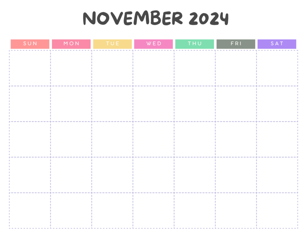 Basic Blank Printable November 2024 Calendar Style 4