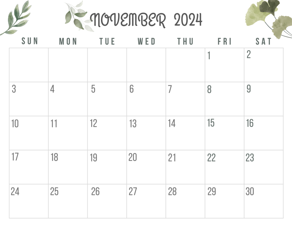 Printable November 2024 Calendar Style 3