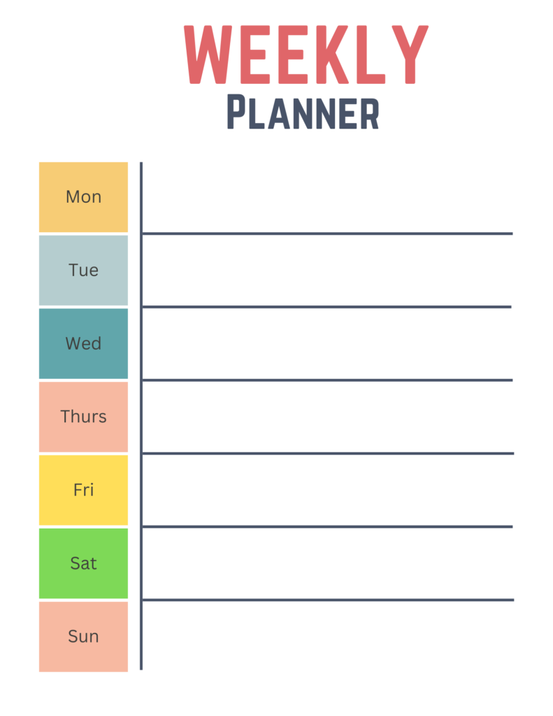 Printable Weekly Planner Style 1