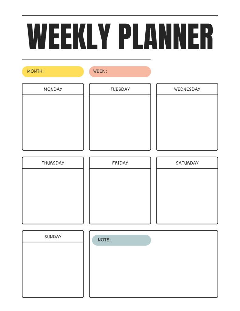 Printable Weekly Planner Style 4