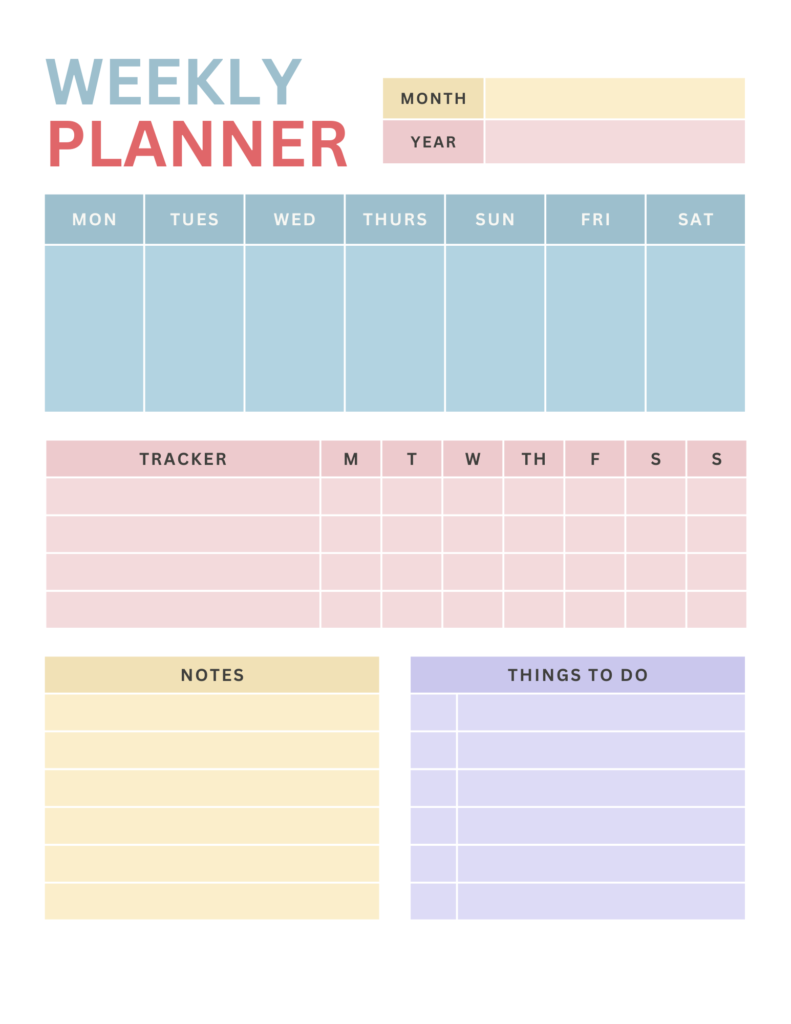 Printable Weekly Planner Style 7