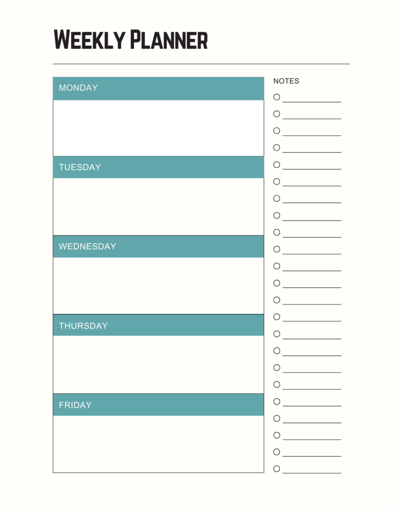 Printable weekly Planner Style 6 2